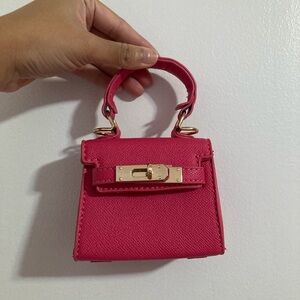 Small Pink and Gold Hardware Kel Turnlock Top Handle Shoulder Bag with Strap